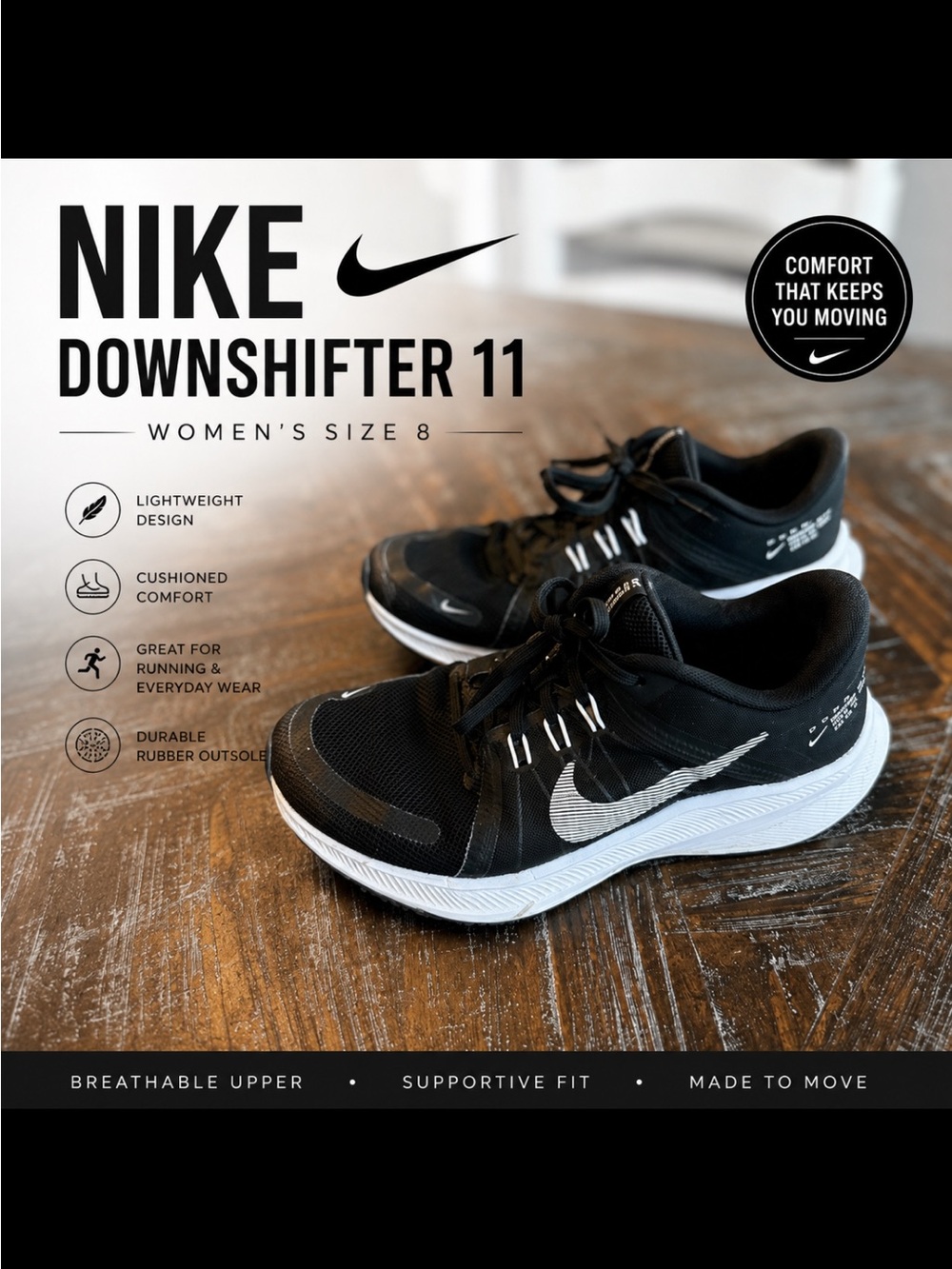 Nike Downshifter 11 Women's Running Shoes - Black & White